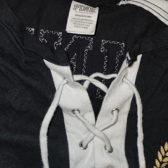 VICTORIA'S Secret Pink Black And Gold Glitter Shirt Size Small - Picture 4 of 4